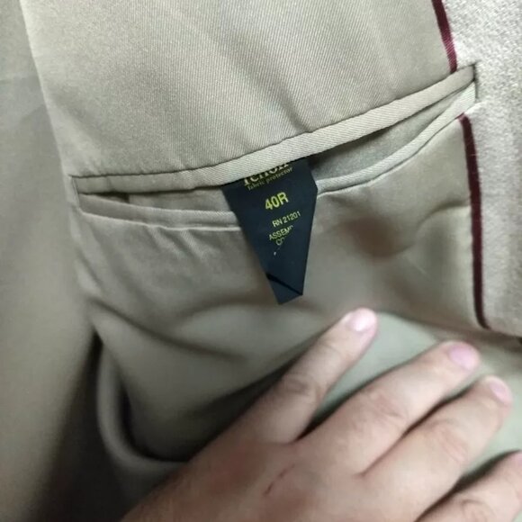 Farah Mens Tan Polyester/Viscose Sport Coat Blazer Jacket 40R ~ Teflon #DT - Picture 3 of 6